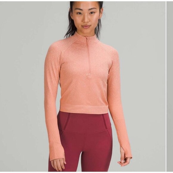 Lululemon Restless crop half zip long sleeves top, blush, Size 2 J149 - Picture 1 of 10